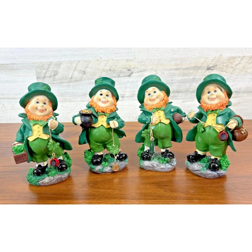 Vintage Christmas Leprechauns Pot of Gold and Shamrock. 4' to 6